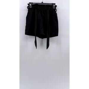 SHEIN Women's Black Solid Pull-On Relaxed Fit Paperbag Shorts SZ S